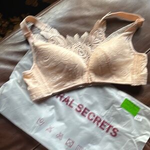 FLORAL SECRETS 34C NWOT ROSE-BEIGE
